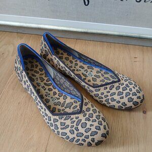 ROTHY'S Ballet Round Toe Flats Original Spotted Leopard Red Stripe Size 7.5
